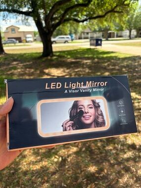 LED Light Mirror Visor Vanity Mirror - Rose Gold Trim